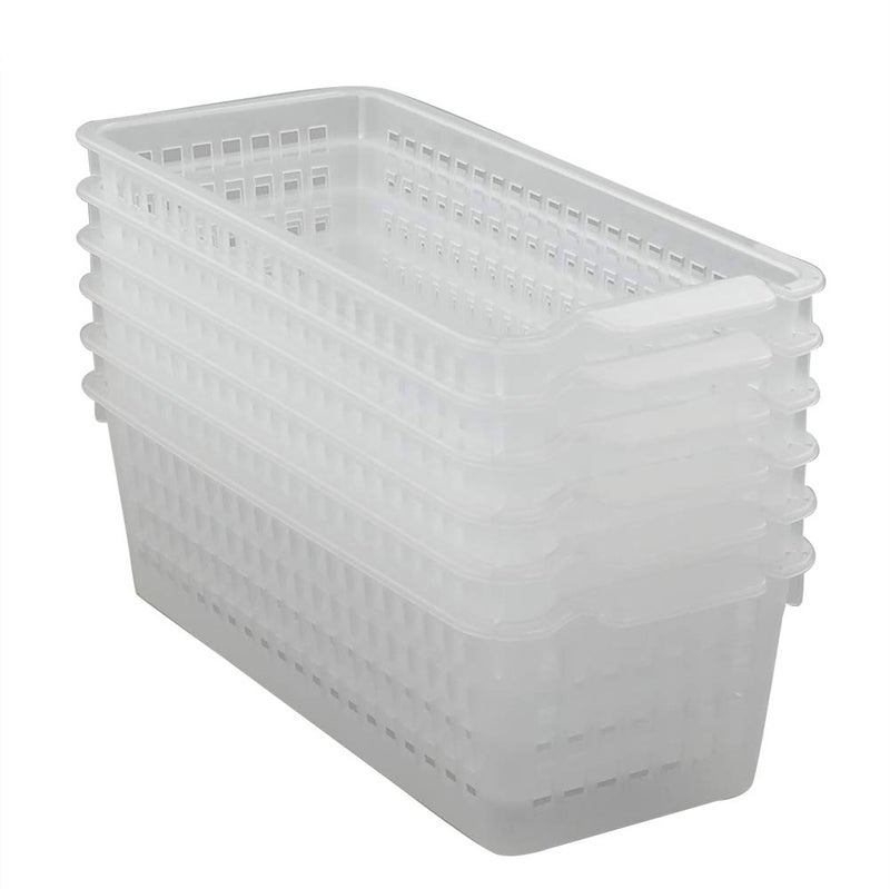 Qskely Clear Small Plastic Pencil Storage Baskets, Pack of 6 - Image 1